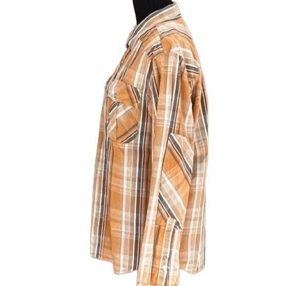 PRANA Western style plaid Shirt with snap front and snap cuffs/chest pockets M - Picture 3 of 5